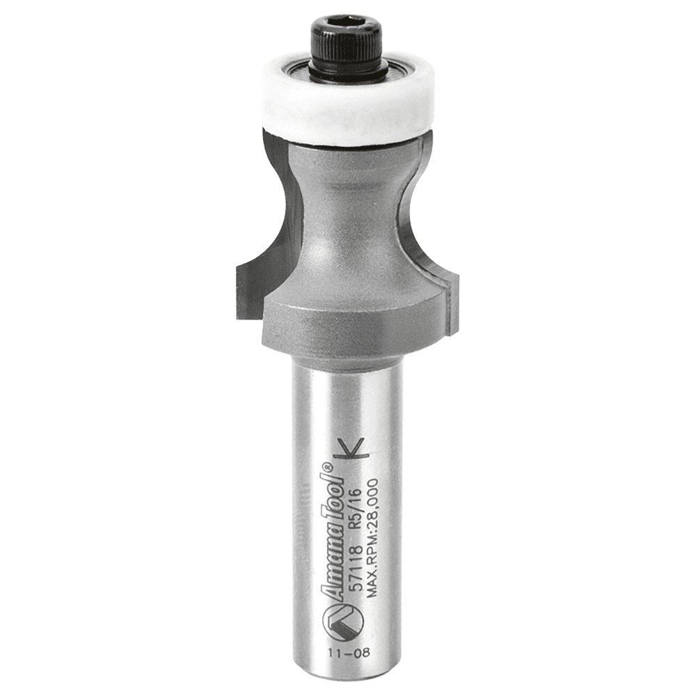 1" Dia x 7/8" Carbide Tipped Countertop No-Drip with Ultra-Glide Radius Bearing Guide Solid Surface, 5/16" Angle, 1/2" Shank