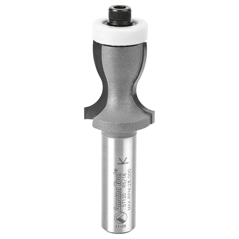 1" Dia x 1-1/8" Carbide Tipped Countertop No-Drip with Ultra-Glide Radius Bearing Guide Solid Surface, 5/16" Angle, 1/2" Shank