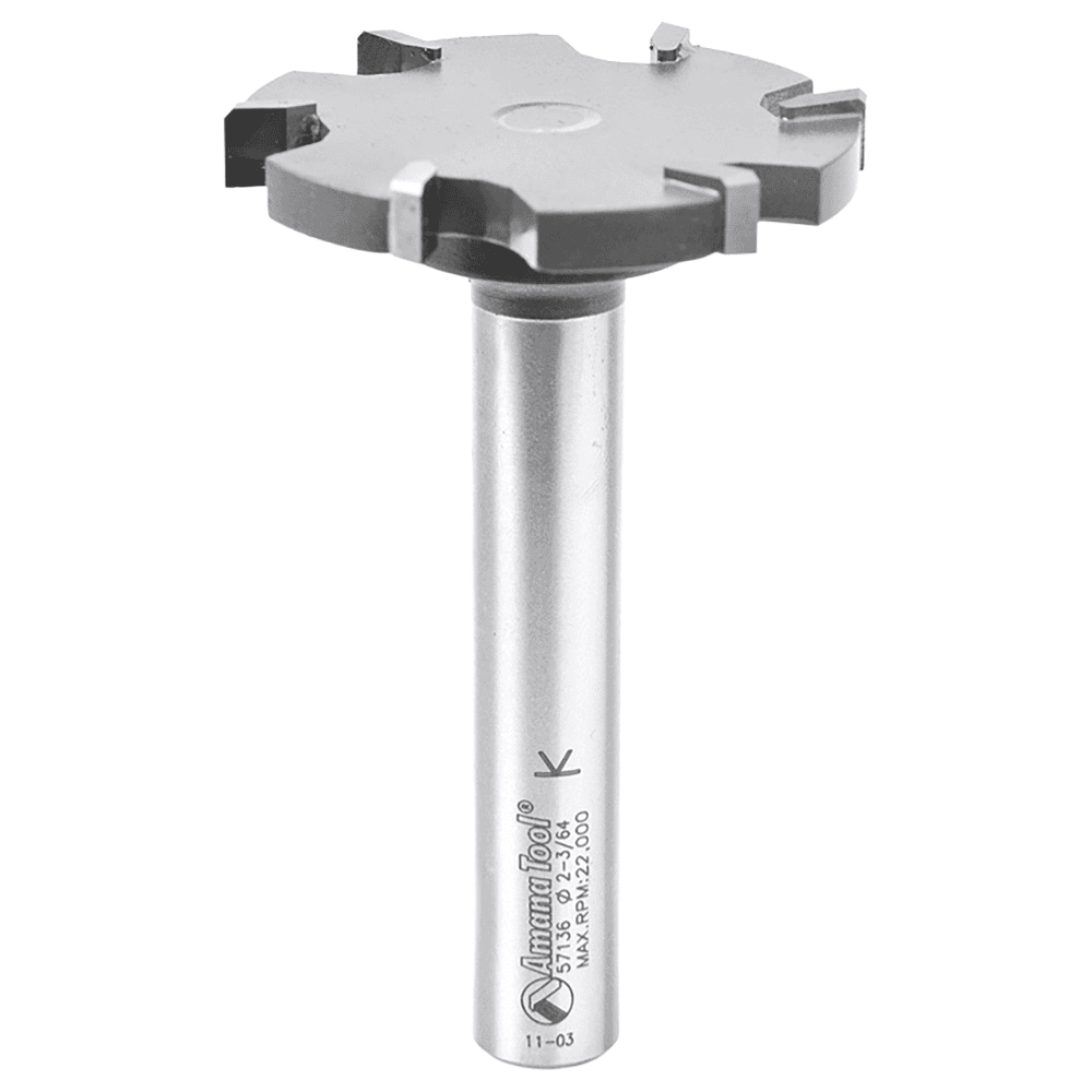 2-1/16" Dia x 1/4" Carbide Tipped Countertop Trim 6 Wing Solid Surface, 1/2" Shank