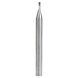 2.5mm Dia x 6mm Metric Solid Carbide CNC Spiral 'O' Single Flute, Aluminum Cutting, 6mm Shank, 64mm Long Up-Cut Router Bit