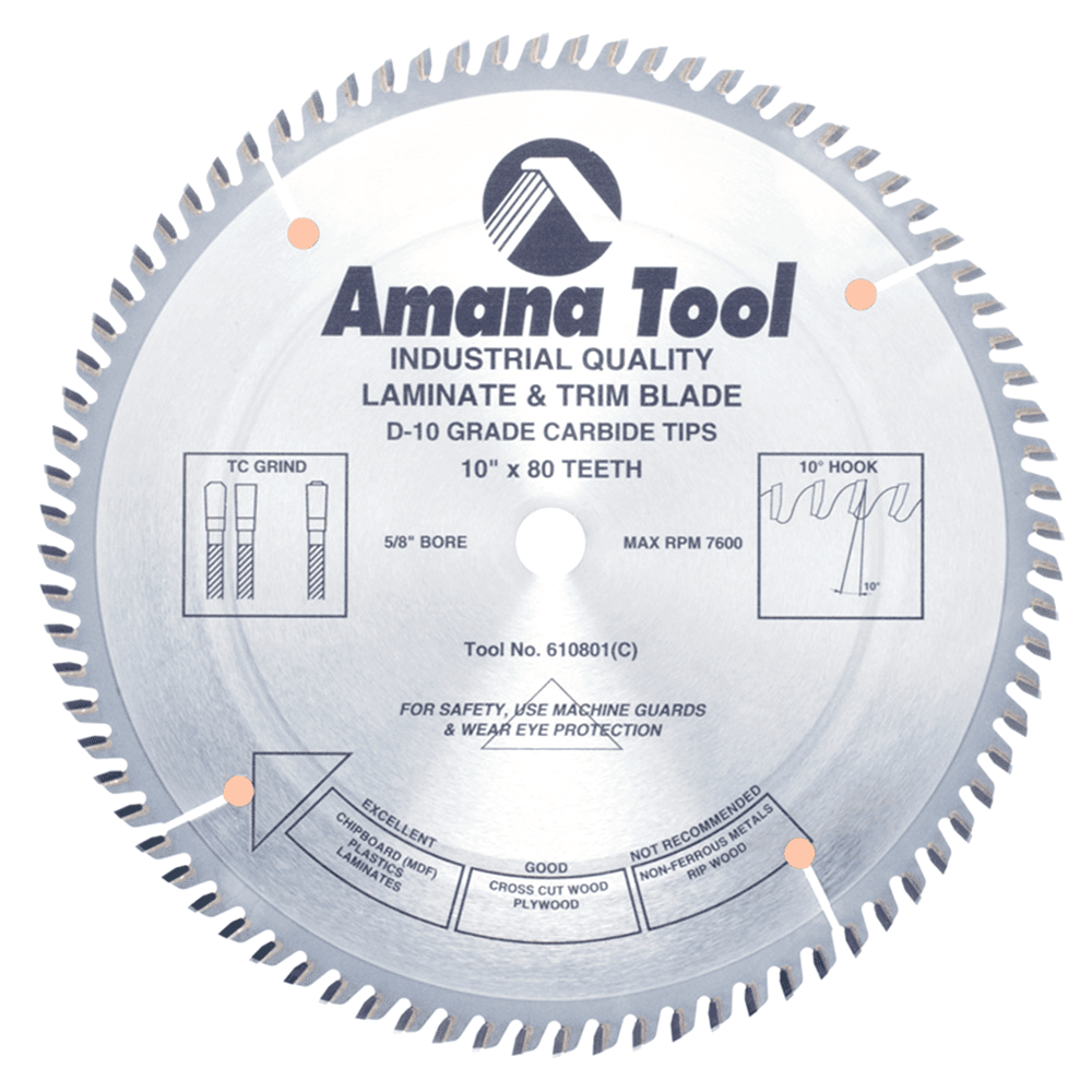 10" x 80 Teeth Fine Cross-Cut/Cut-Off Saw Blade