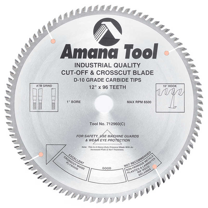 12" x 96 Teeth Heavy-Duty Cross-Cut/Cut-Off Saw Blade