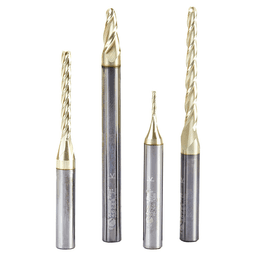 4-Piece CNC 2D/3D Carving Ball Nose/Flat Bottom ZrN Coated Router Bit Set, 1/4" Shank