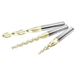 3-Piece CNC 2D/3D Carving Ball Nose ZrN Coated Up-Cut Spiral Router Bit Set, 1/4" Shank