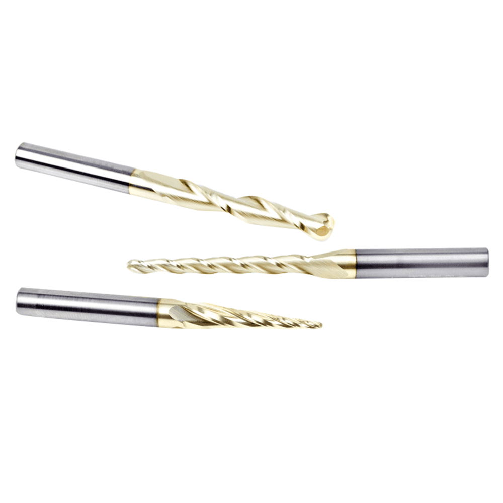 3-Piece CNC Ball Nose Up-Cut Spiral Router Bit Pack, 1/4" Shank