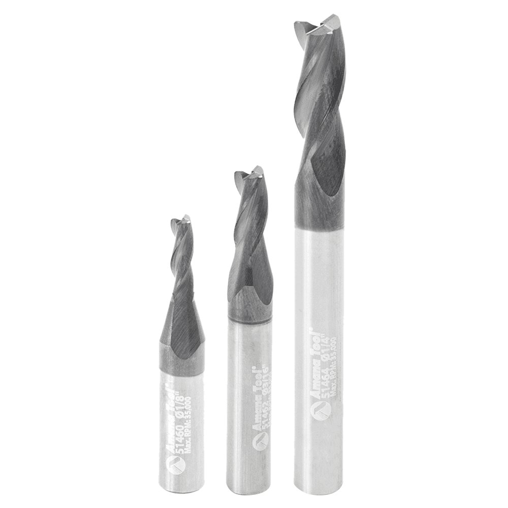 3-Pack CNC Steel/Stainless Steel Cutting Spiral End Mill Router Bit with AlTiN Coating, 1/4" Shank