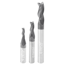 3-Pack CNC Steel/Stainless Steel Cutting Spiral End Mill Router Bit with AlTiN Coating, 1/4" Shank