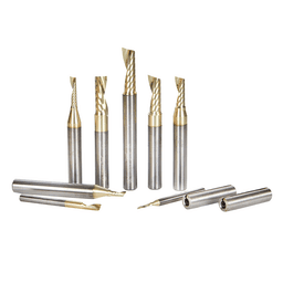 8-Piece CNC Aluminum Cutting 'O' ZrN Coated Spiral Router Bit Collection