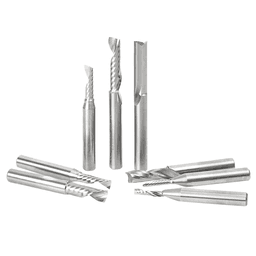 8-Piece CNC Plastic Cutting 'O' Spiral Router Bit Collection, 1/4" Shank