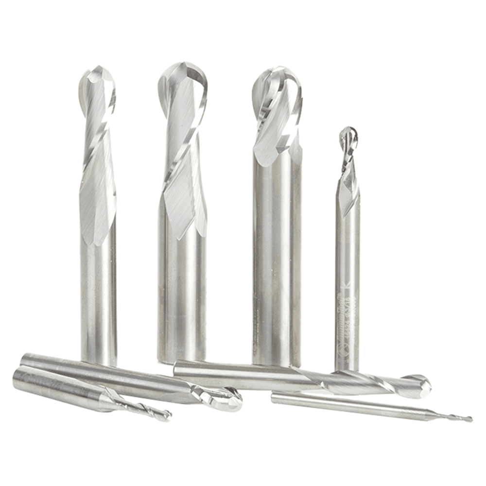 8-Piece Up-Cut Spiral Ball Nose Router Bit Collection