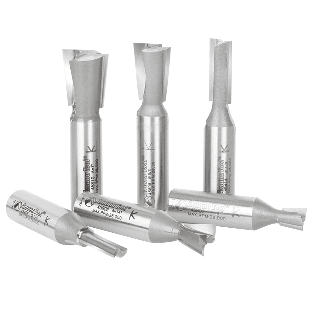 6-Piece Incra Dovetail Router Bit Set, 1/2" Shank