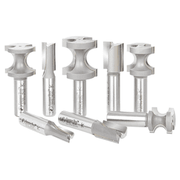 8-Piece Straight/Bullnose Router Bit Set, 1/2" Shank