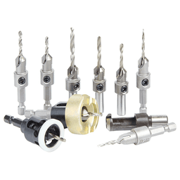 10-Piece Countersink Master Bit Set with Adjustable Depth Stop/No-Thrust Ball Bearing