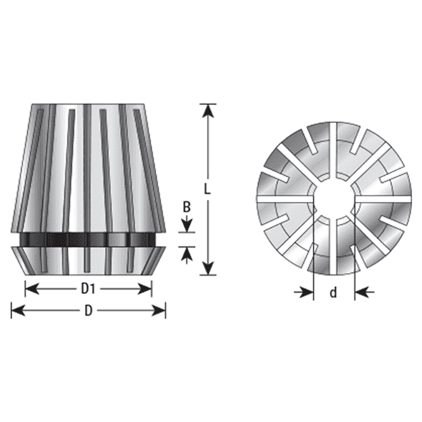 10-11mm x 46mm CO-214 10-11mm CNC High Precision Spring Collet for ER40 Tool Holder