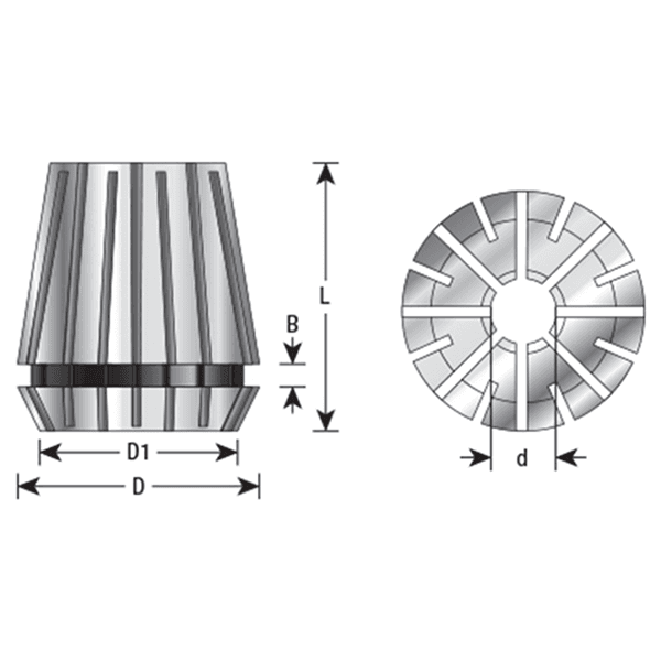 25-26mm x 46mm CO-244 25-26mm CNC High Precision Spring Collet for ER40 Tool Holder