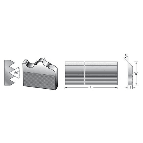 25mm x 2-3/4" x 1/4" M-2 Corrugated Back Moulder Knives