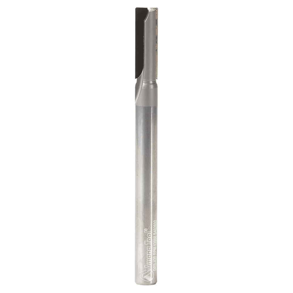 1/4" Dia x 3/4" Polycrystalline Diamond Tipped Double Flute Straight Plunge Bit, 1/4" Shank