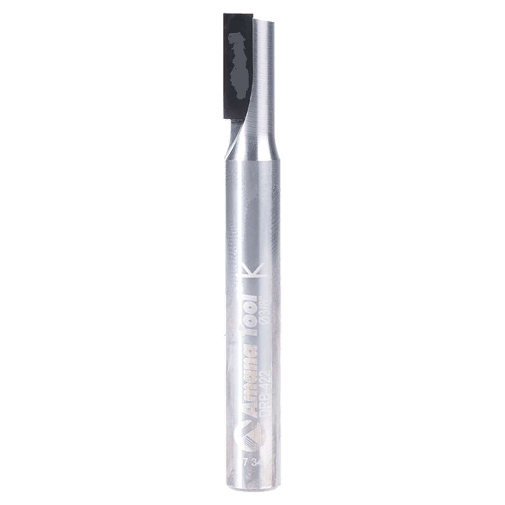 3/8" Dia x 5/8" Straight Plunge Down-Shear Polycrystalline Diamond Tipped Router Bit, Single Flute, 3/8" Shank