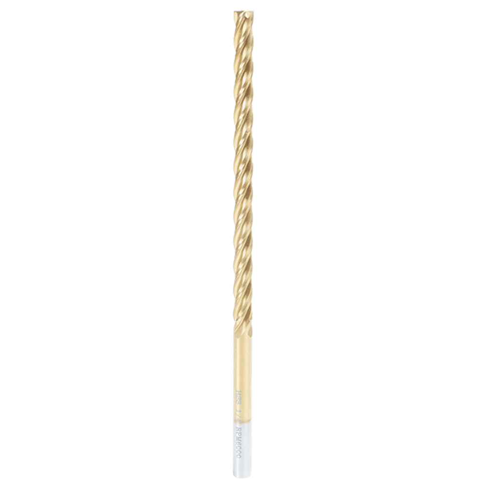1/4" x 6" Foam Cutting Square End Mill Extended TiN Coated Up-Cut Spiral Router Bit, 4-Flute, 1/4" Shank