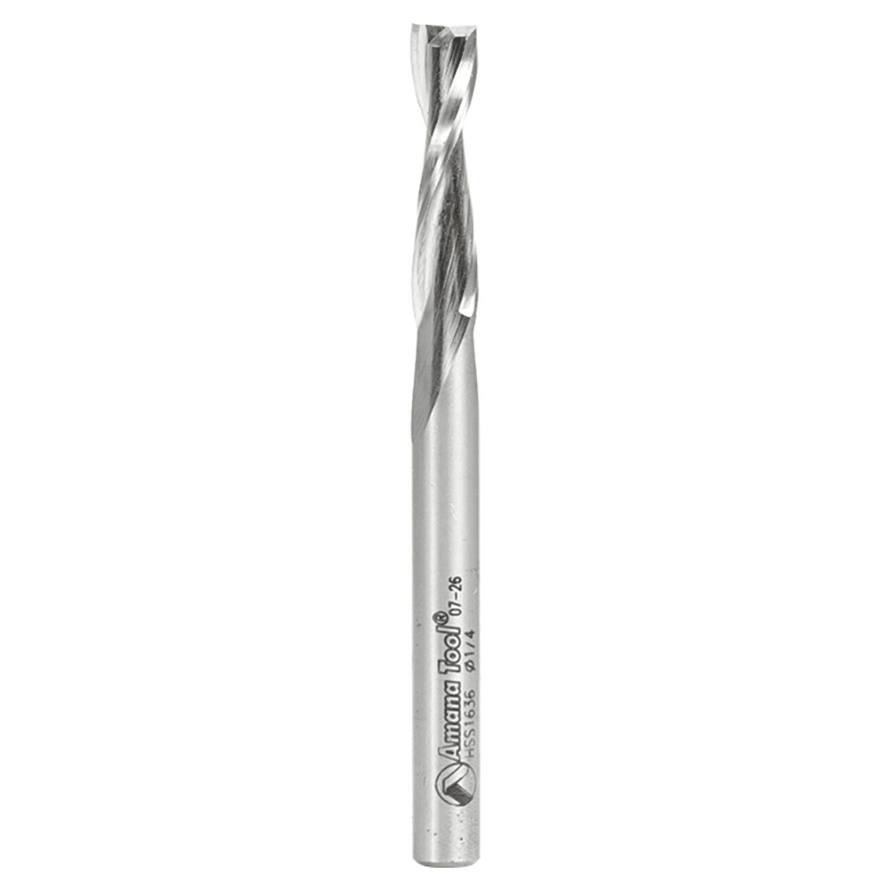 1/4" x 3" Aluminum Cutting Up-Cut Spiral Router Bit, 2-Flute, 1/4" Shank