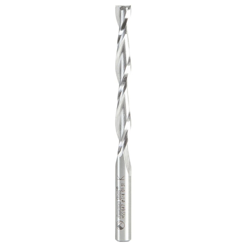 1/4" Dia x 2-1/8" Double Flute Spiral Aluminum Cutting Up-Cut Router Bit, 2 Flute, 1/4" Shank