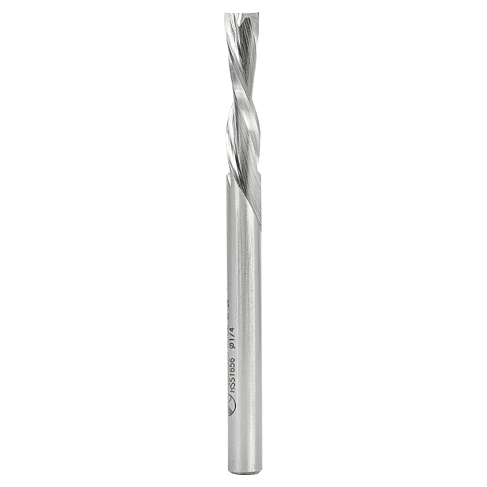 1/4" x 3-1/4" Aluminum Cutting Down-Cut Spiral Router Bit, 2-Flute, 1/4" Shank