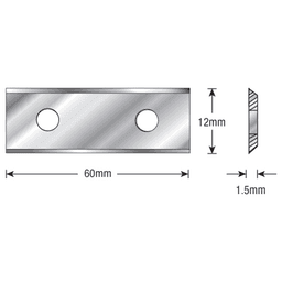 60mm x 12mm x 1.5mm Solid Carbide 2 Cutting Edges Insert Knife for General Purpose Wood/Chipboard/Plywood