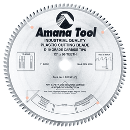 12" x 96 Teeth Non-Melt Plastic Saw Blade