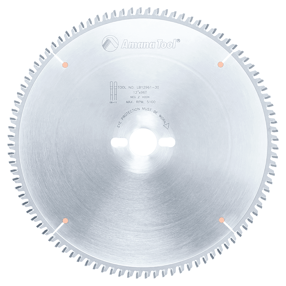 12" x 96 Teeth Non-Melt Plastic Saw Blade, 30mm Bore