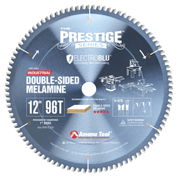 Prestige 12" x 96 Teeth Electro-Blu Non-Stick Coated Double-Face Melamine Saw Blade