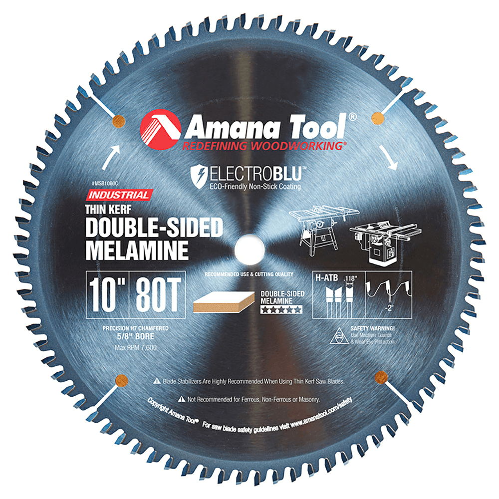 Prestige 10" x 80 Teeth Electro-Blu Non-Stick Coated Double-Face Melamine Saw Blade