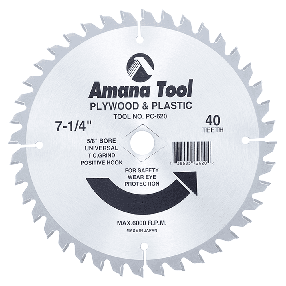 7-1/4" x 40 Teeth Plywood/Plastic Cutting Saw Blade