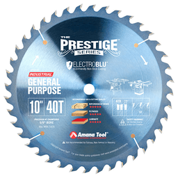 10" x 40 Teeth Electro-Blu Coated Ripping/Cross-Cut General Purpose Saw Blade