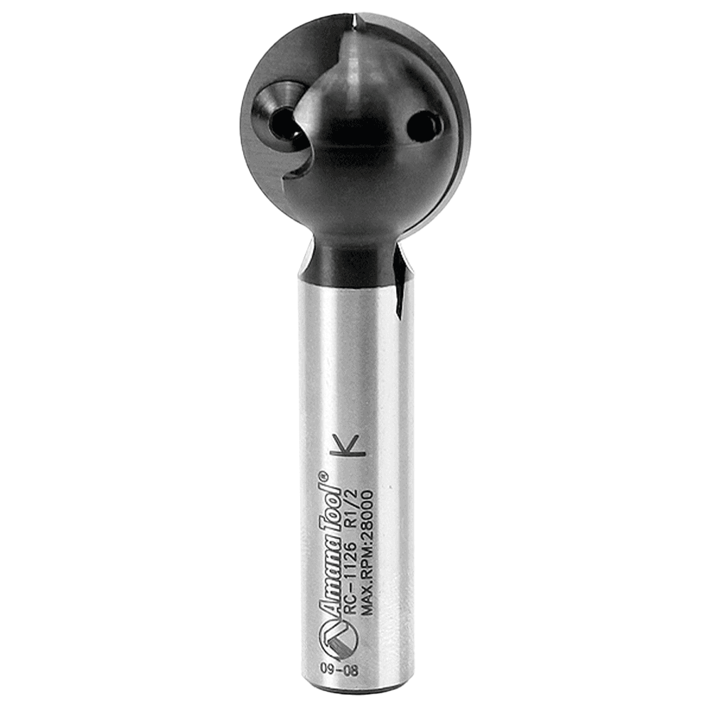 2-7/8" x 1/2" Radius CNC Ball End Insert Core Box Router Bit, 2-Flute, 1/2" Shank