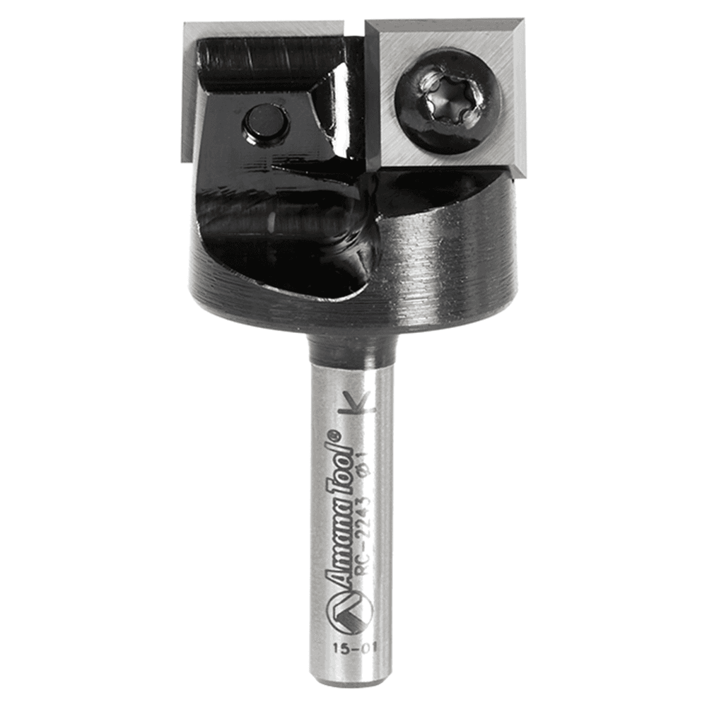 1" Dia x 15/32" Insert Carbide Mini Spoilboard Surfacing, Rabbeting, Flycutter, Slab Leveler/Surface Planer Router Bit, 1/4" Shank