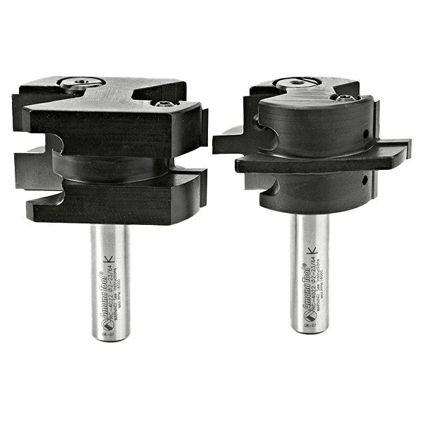 2-3/8" Dia x 1-3/16" Mission Style Adjustable Insert Tongue/Groove Bit Set, 2 Flute, 1/2" Shank