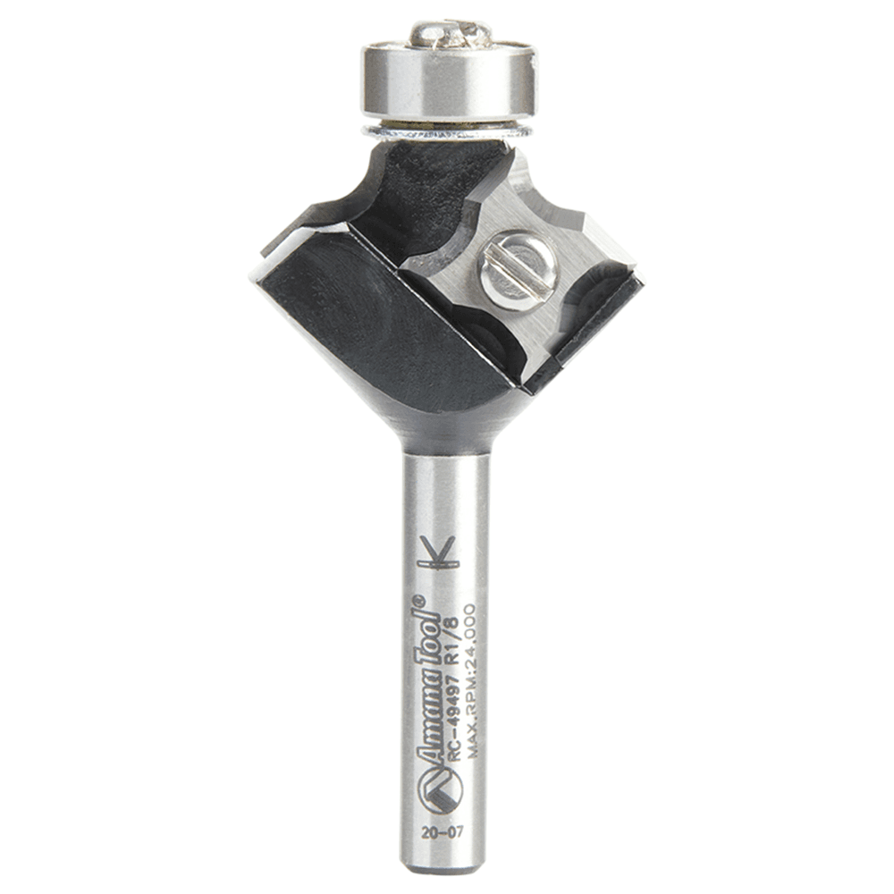 1-5/64" Dia x 3/8" x 1/8" Radius In-Tech Insert Corner Round, 2 Flute, 1/4" Shank