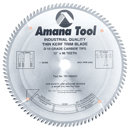 12" x 96 Teeth Thin Kerf Trim Saw Blade, Alternate Top Bevel
