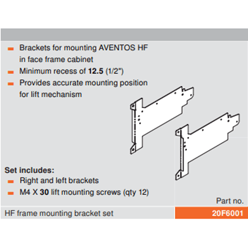 Aventos HF Mounting Bracket Set, Zinc