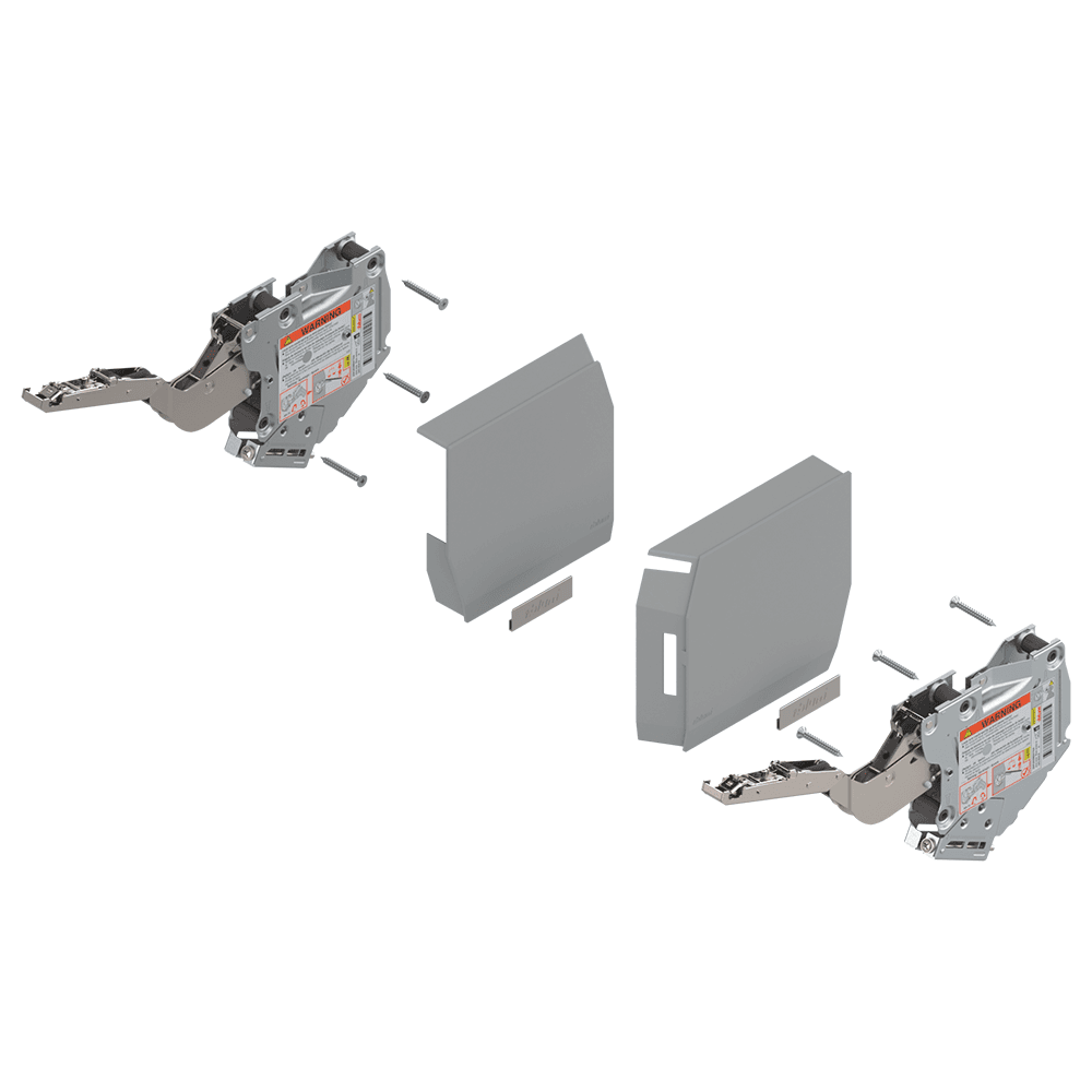 Aventos HK-S Tip-On Lift Mechanism/Cover Set, Light Gray, Power Factor 86 - 177