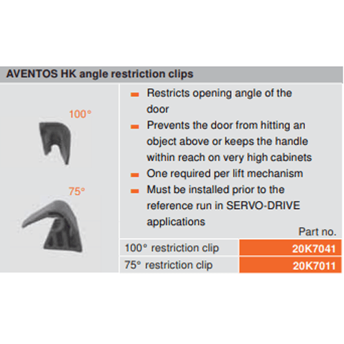 Aventos HK 100° Angle Restriction Clip, Deep Gray