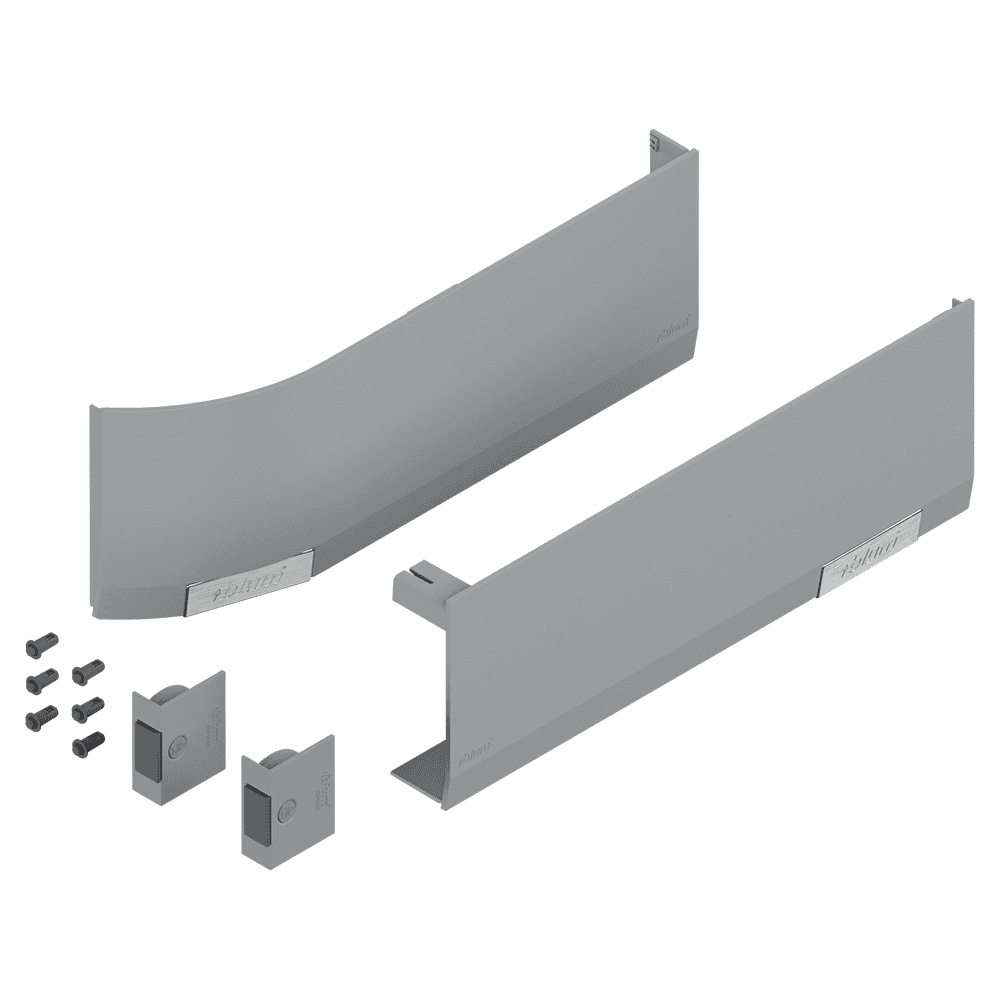 Aventos HF/HS/HL Nylon Top Cover Cap Set, Light Gray/Stainless Steel