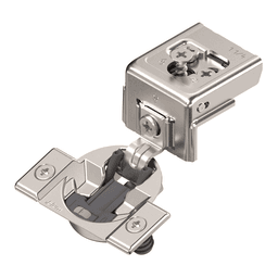 Compact 31C1 107° Opening Wrap-Around Face Frame Hinge, 45mm Boring Pattern, Soft-Closing, 1-1/4" Overlay, Dowelled
