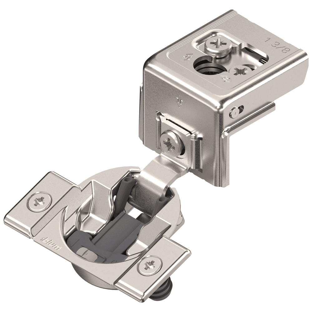 COMPACT CLIP 31C3 110° Opening Wrap-Around Face Frame Hinge,45mm Borin Pattern, Soft-Closing, 1-3/8" Opening, Press-In