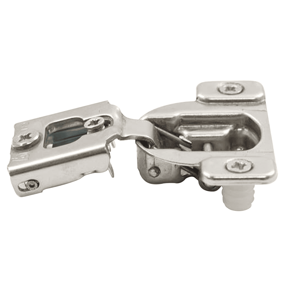 Compact 38N 105° Opening Edge-Mount Face Frame Hinge, 45mm Boring Pattern, Self-Closing, 1/2" Overlay, Dowelled