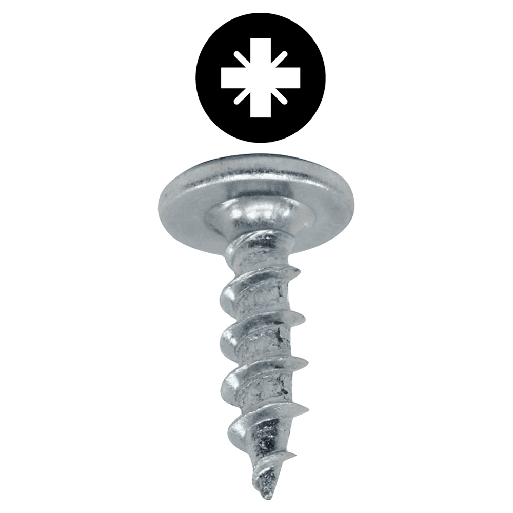 #6 x 15mm Truss Head Hinge/Drawer Slide Screw, Pozi Drive Standard Thread and Sharp Point, Nickel-plated, Box of Thousand by Blum