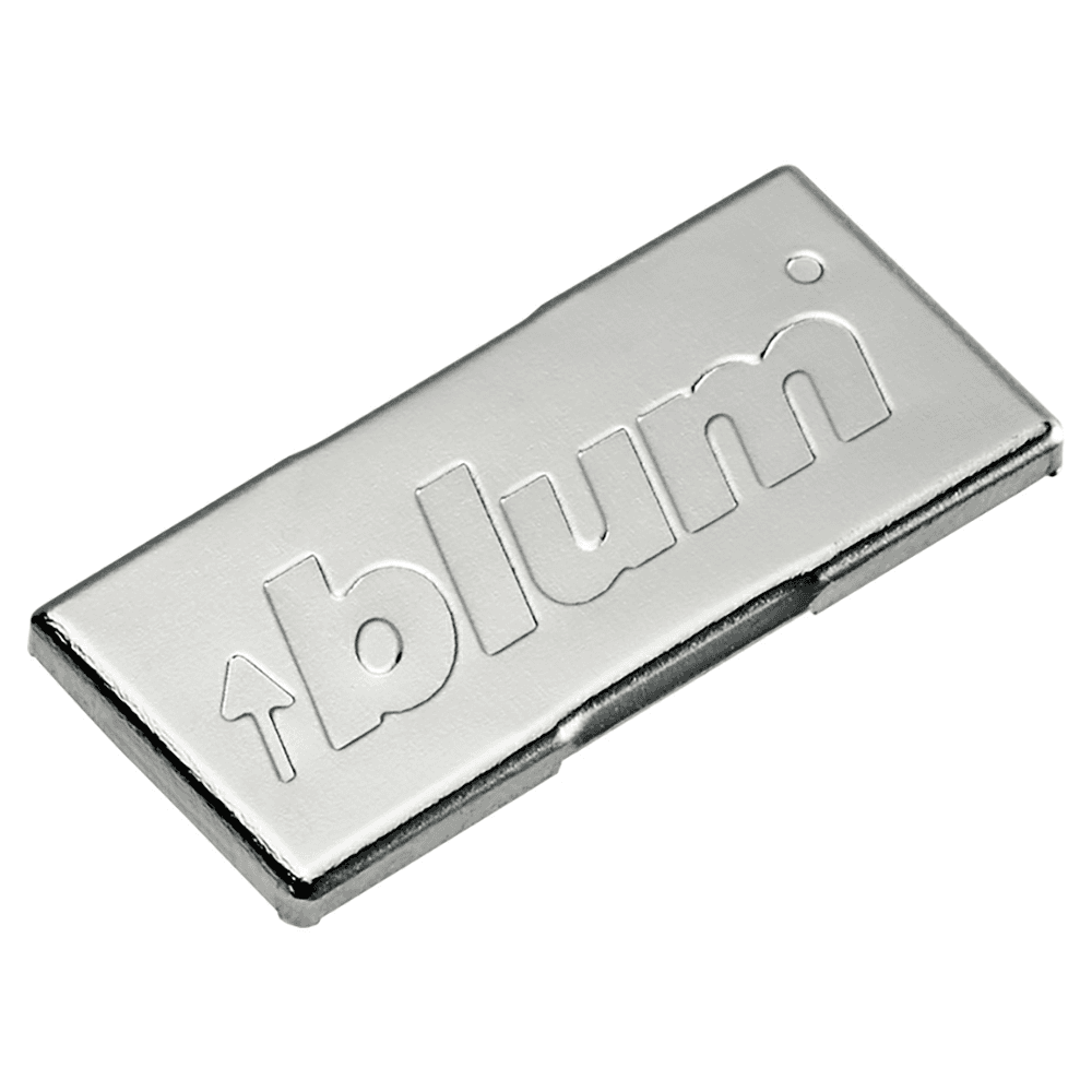 Hinge Arm Embossed Blum Emblem Cover Cap, Nickel-Plated