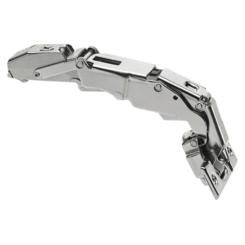 Clip Top 155° Opening Zero Protrusion Hinge, 45mm Bore Pattern, Self-Closing, Full Overlay, Nickel-Plated, Screw-On