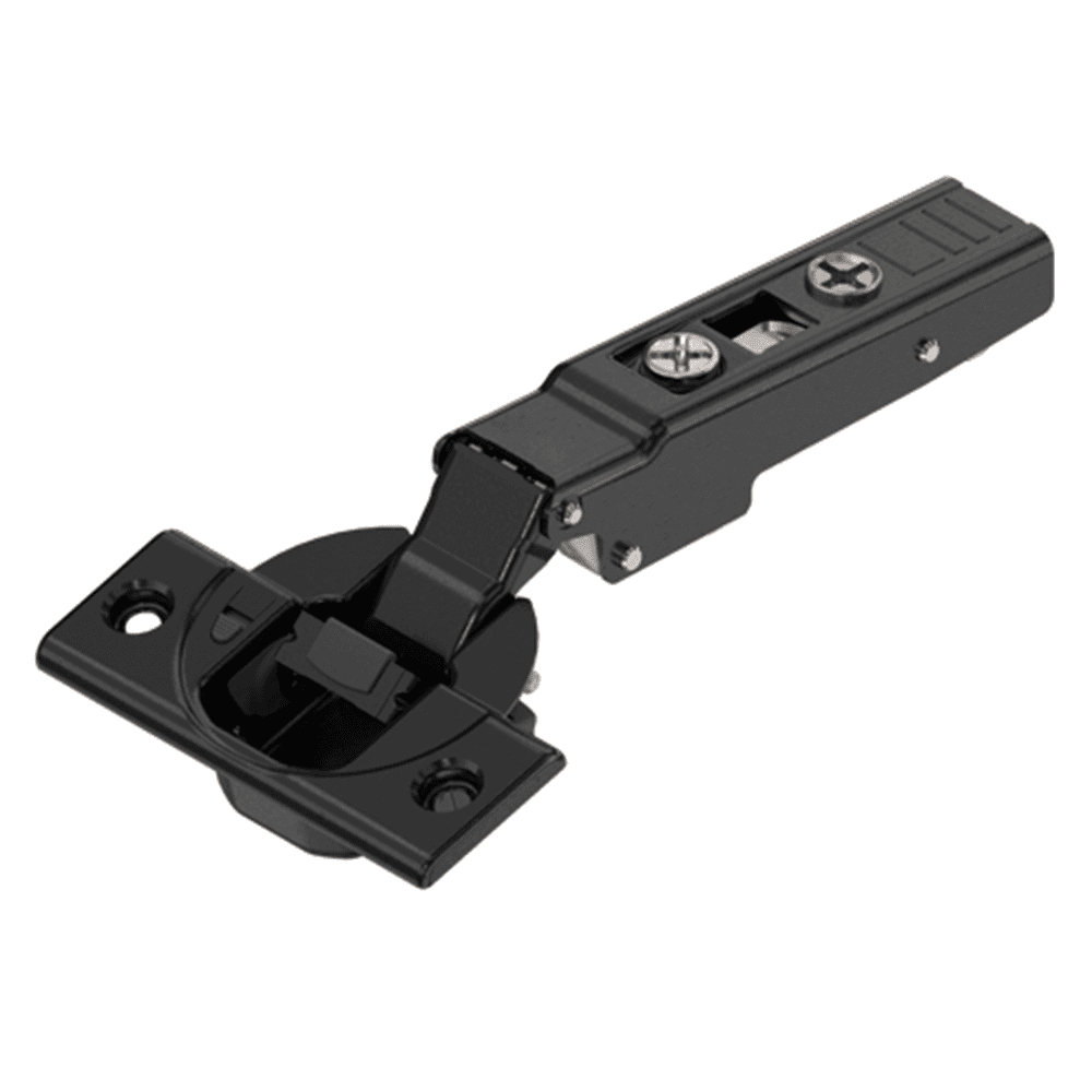 Clip Top 110°+ Opening Hinge with BLUMOTION Soft-Closing, 45mm Bore Pattern, Full Overlay, Onyx Black, Screw-On