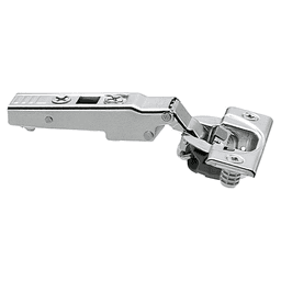 Clip 107° Opening Hinge, 45mm Bore Pattern, Self-Closing, Full Overlay, Nickel-Plated, Dowelled